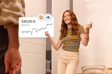 picture of a woman and a trading illustration.